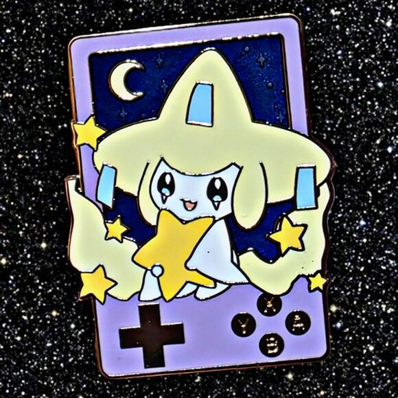 Jirachi Game Boy Enamel Pin – Starry Night Chibi Pokémon Wishmaker Style - Picture 1 of 5